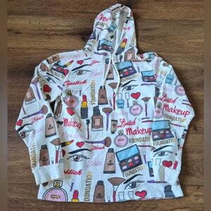On Fire Makeup Collage Hoodie Girls Sz L